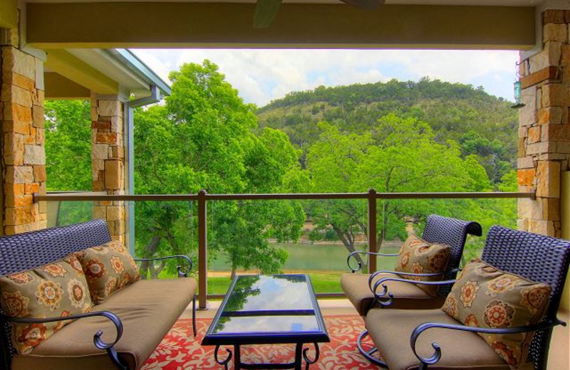 Rental balcony at New Braunfels Escapes.