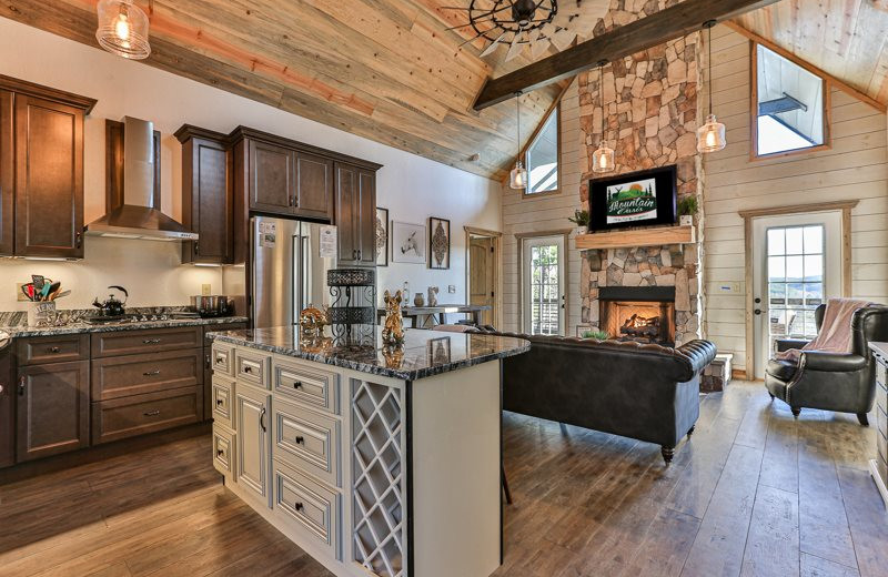 Cabin living room at Mountain Oasis Cabin Rentals.