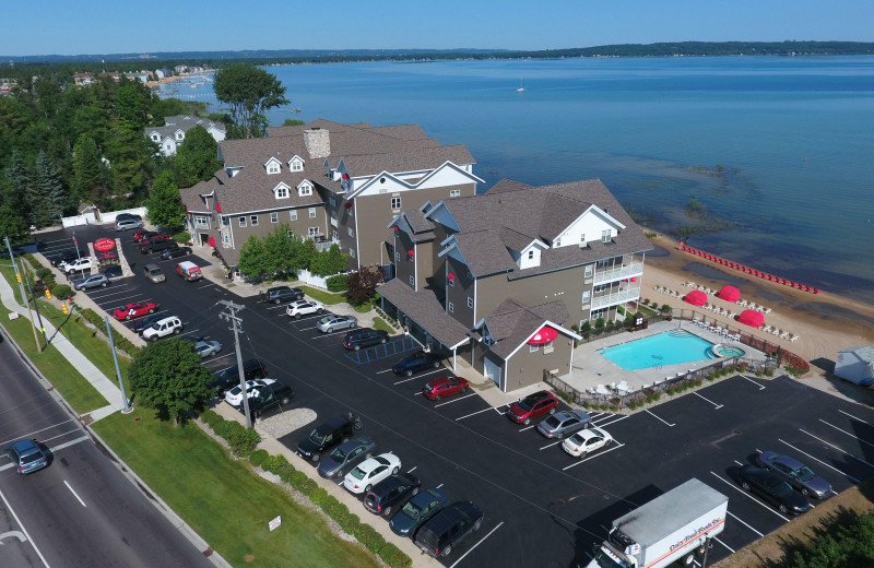 Aerial view of The Cherry Tree Inn & Suites.