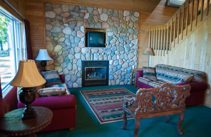 Cabin living room at Gull Lake Resort.