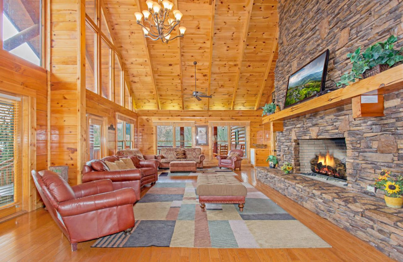 Cabin living room at Sherwood Forest Resort.