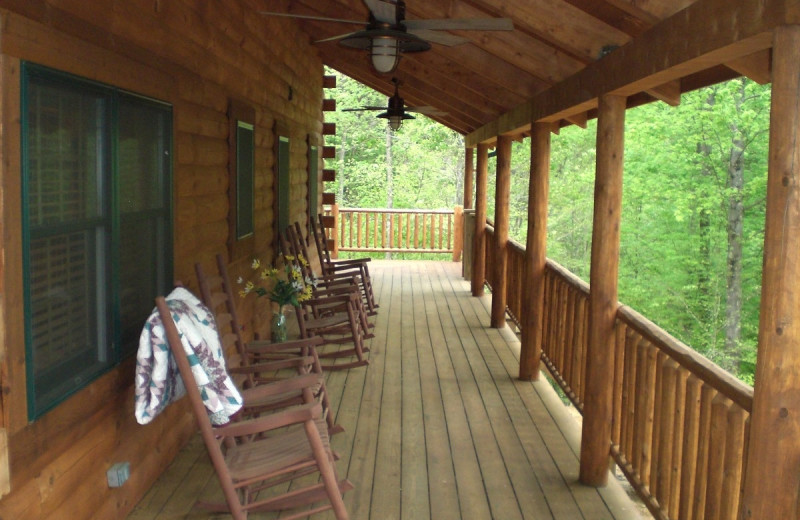 Cabin deck at Corban Cabin Getaways.