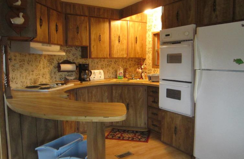 Cabin kitchen at Kec's Kove Resort.