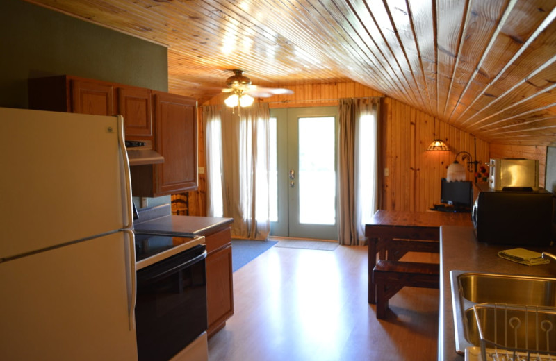 Cabin interior at Mulberry Mountain Lodging & Events.