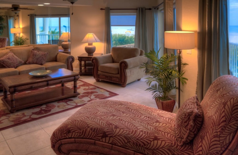 Guest room at Sunset Vistas Beachfront Suites.