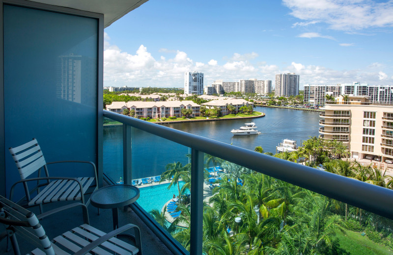 Guest balcony at DoubleTree Resort by Hilton Hollywood Beach.