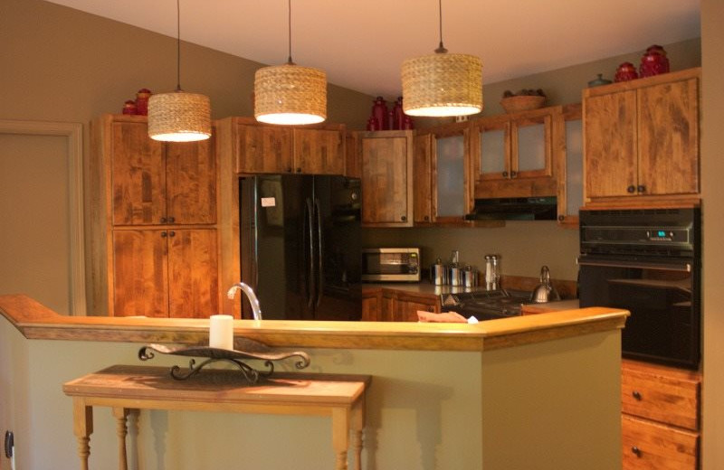 Rental kitchen at Brigadoon Vacation Rentals.