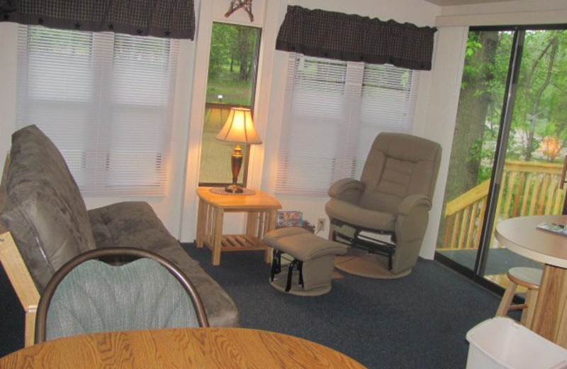 Cabin Living Room at Baraboo Hills Campground