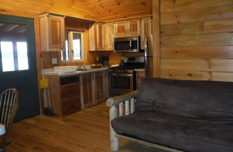 Cottage interior at Riverbay Adventure Inn.