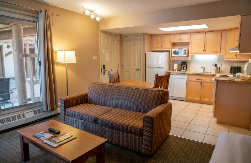 Guest kitchen at Banff Rocky Mountain Resort.