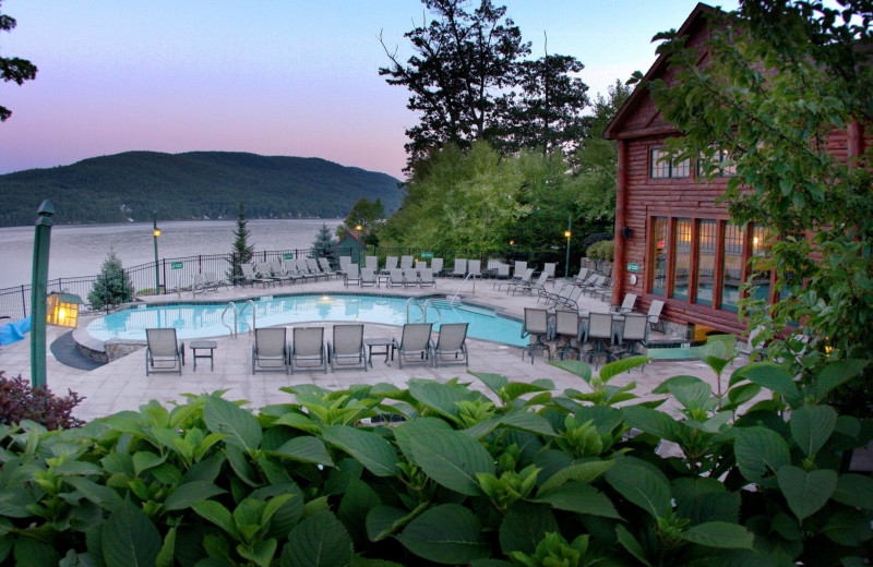 Outdoor pool at The Lodges at Cresthaven on Lake George.