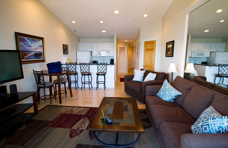 Condo living room at The Beach Condominiums Hotel-Resort.