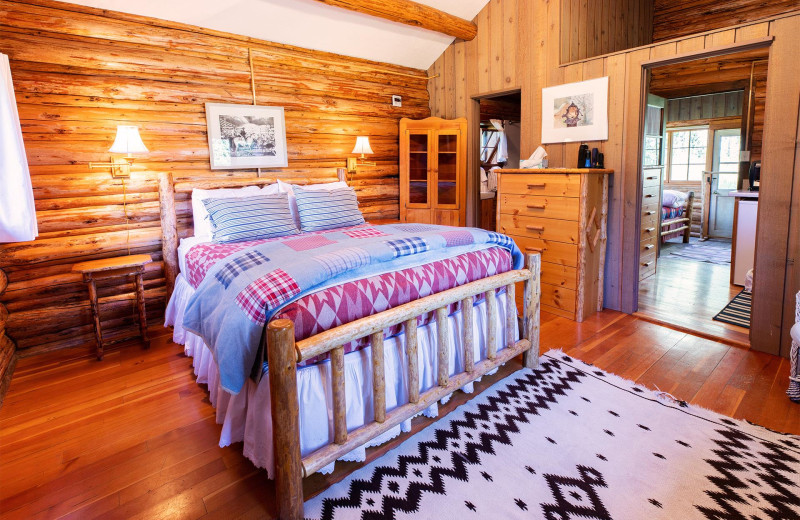 Cabin bedroom at Trail Creek Ranch.