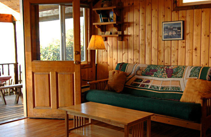 Cottage living room at West Beach Resort.