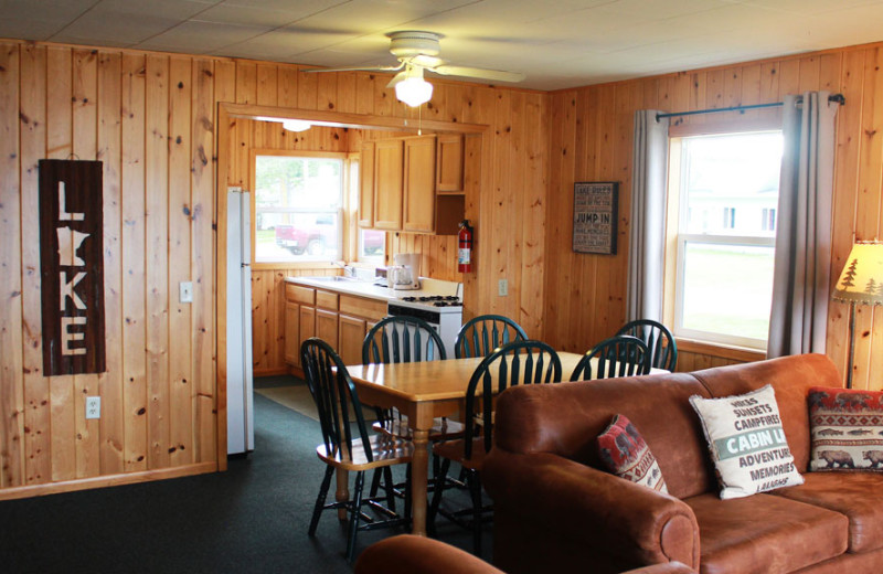 Cabin interior at Auger's Pine View Resort.