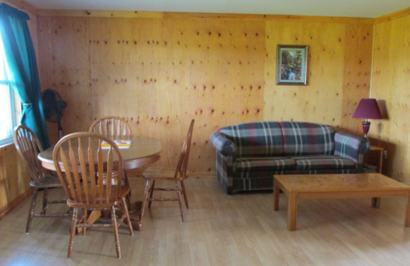 Cabin interior at Riverside Chalets.