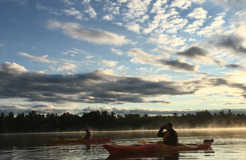 Kayaking at Silv'ry Moon Lodge.