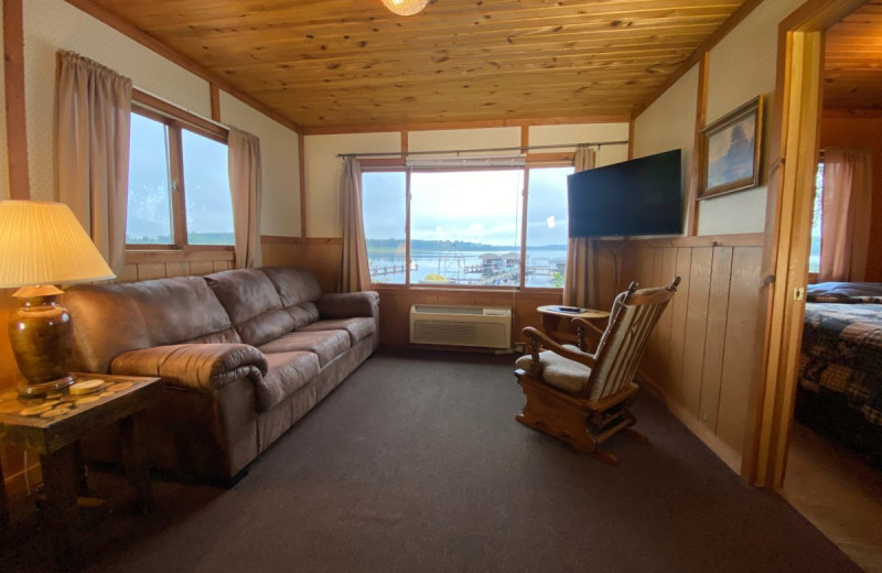 Cabin living room at Upper Cullen Resort.