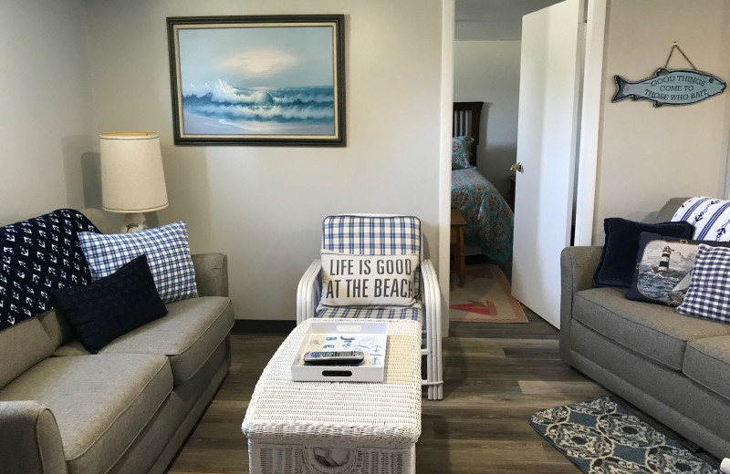 Rental living room at By the Lake at Parkview Cottages and Rentals.