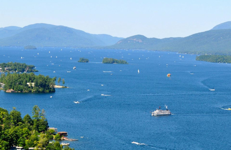 Aerial view of lake at Marine Village Resort.