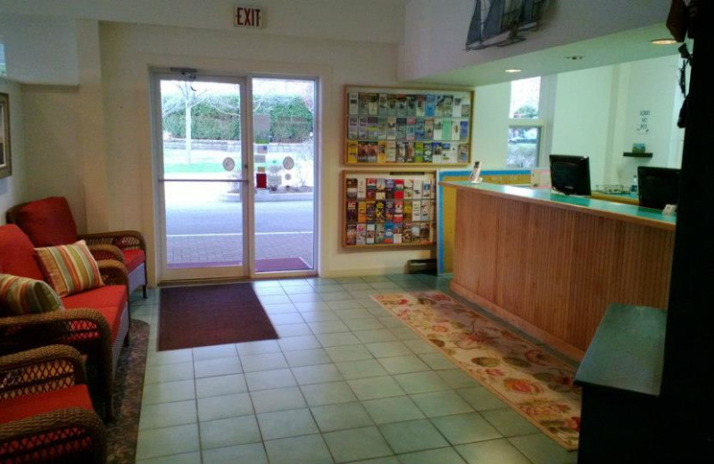 Reception area at Bar Harbor Motel.