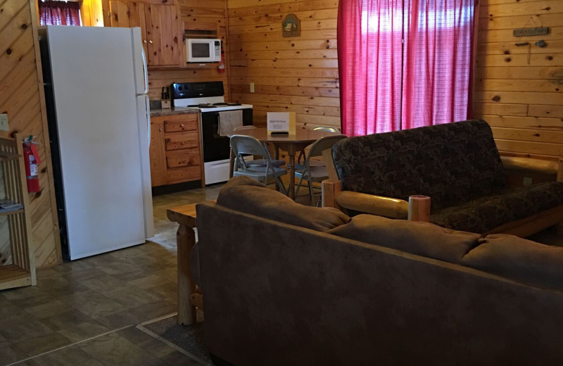 Cabin kitchen at Linder's HideAway Cabins.