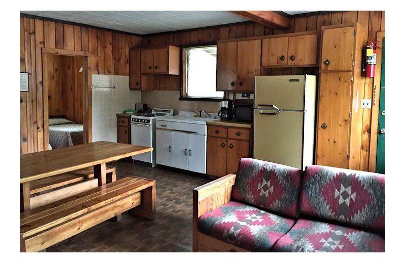 Cabin interior at Silver Rapids Lodge.