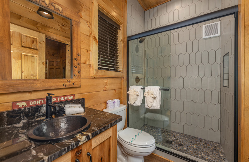 Bathroom at Black Bears & Biscuits Lodge.