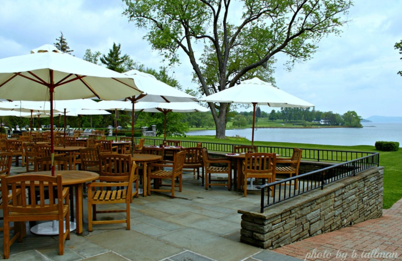 The Hawkeye Grill Patio at The Otesaga Resort Hotel.
