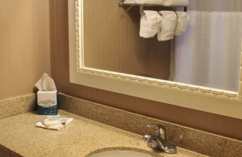 Guest bathroom at Palm Suites Hotel.