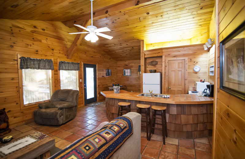 Cabin interior at Kiamichi Country Cabins.