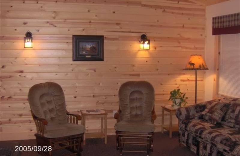 Cottage living room at Woodside Cottages of Bayfield.