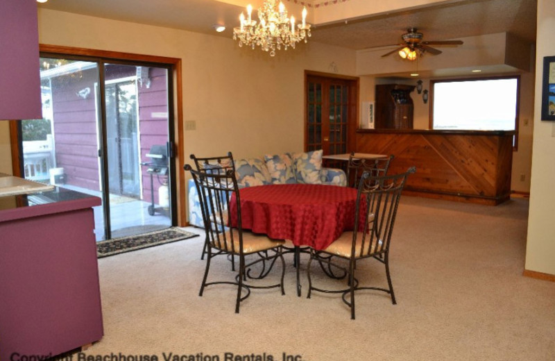 Dining area at Beachhouse Vacation Rentals.