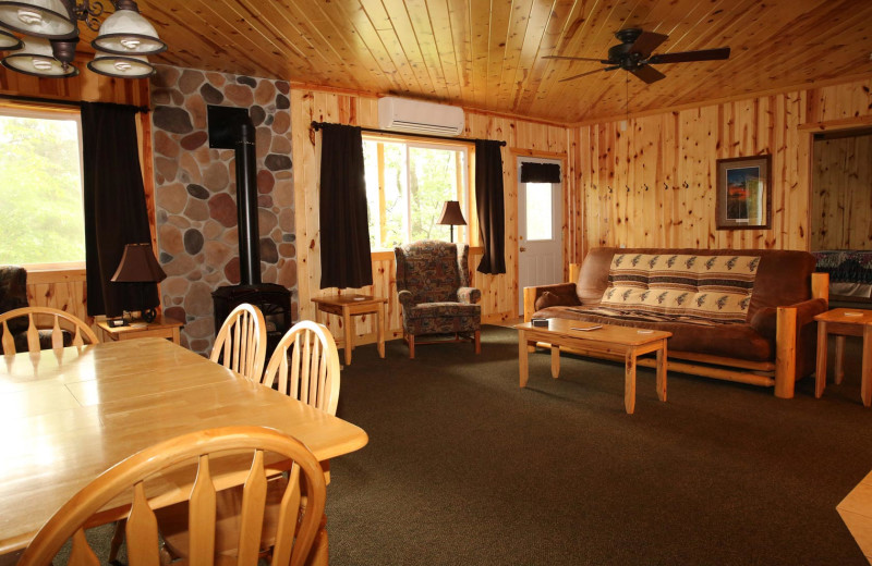 Cabin living room at Pine Terrace Resort.