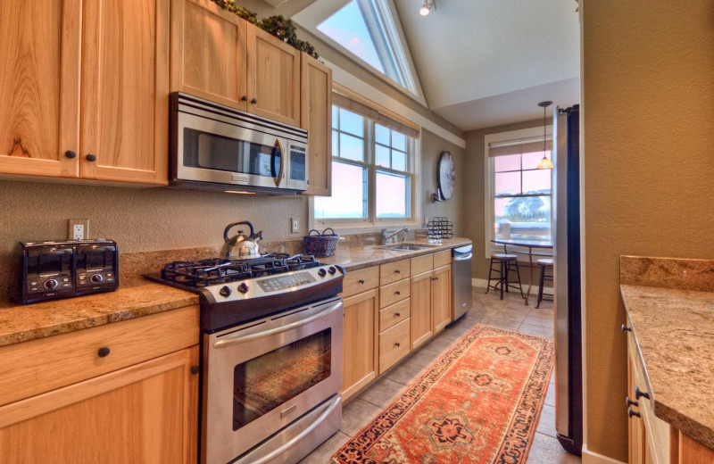Rental kitchen at Moonlight Rentals in Big Sky.