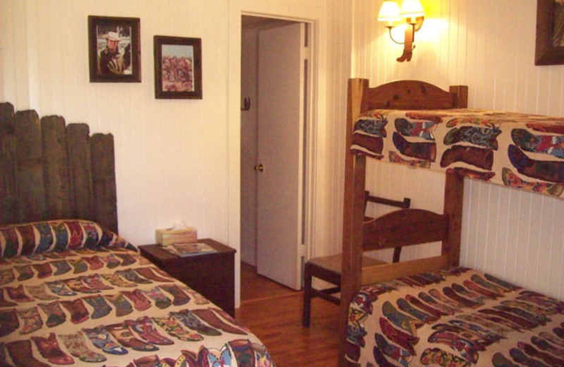Guest room with bunk bed at Twin Elm Ranch.