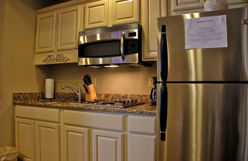 Guest kitchen at Oasis Suites.