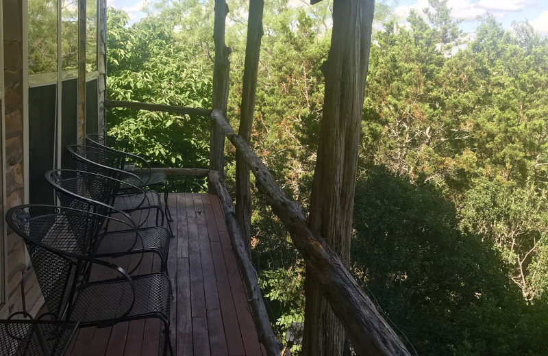 Cabin deck view at Creekside Camp & Cabins.