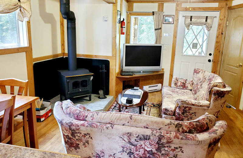 Cottage living room at Expanse Cottages.