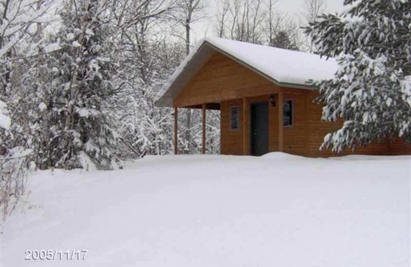 Winter time cottages at Woodside Cottages of Bayfield.