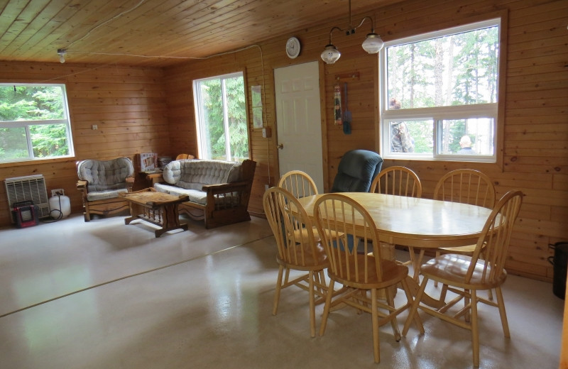 Cabin living room at Clark's Resorts & Outposts.