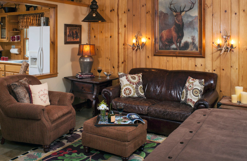 Cabin living room at O-Bar-O Cabins.