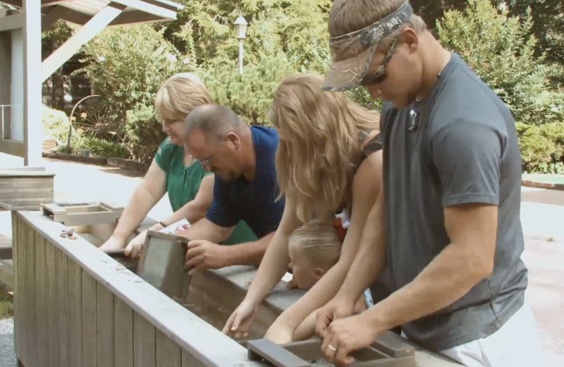 Panning for gemstones at Eddy Creek Marina Resort.