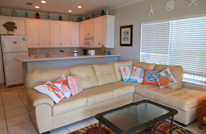 Rental living room at Beachfront Rentals.