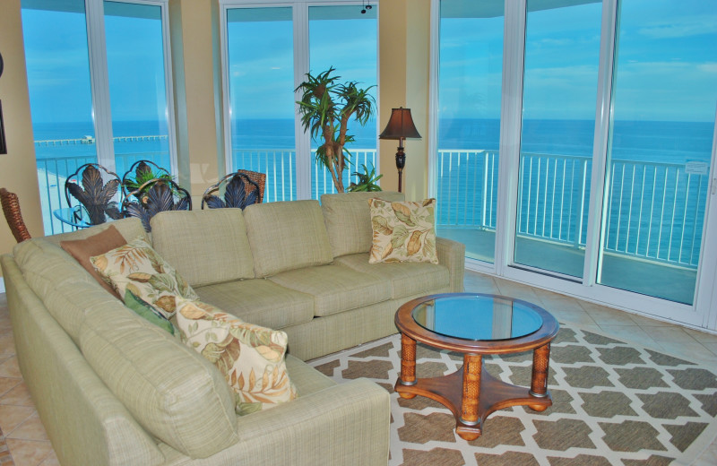 Rental living room at Gulf Shores Vacation Rentals.