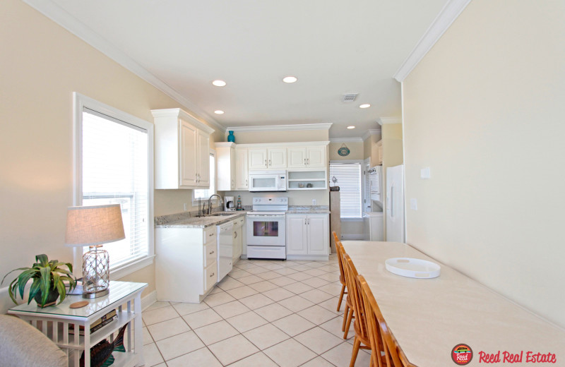 Rental kitchen at Reed Real Estate Vacation Rentals.