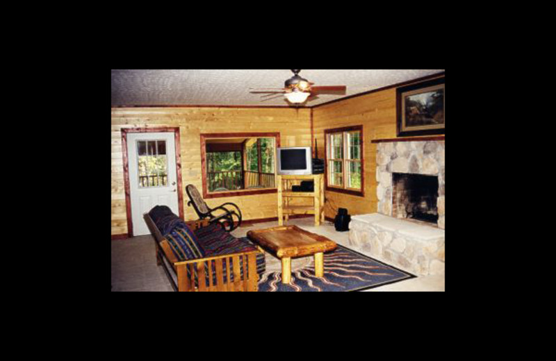 Cabin living room at Hummingbird Hill Cabin Rentals.