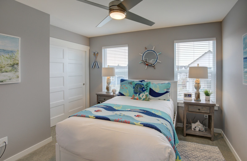 Rental bedroom at Oyhut Bay Seaside Village.