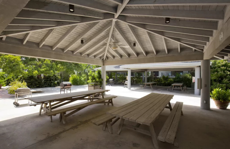 Picnic tables at 1800 Atlantic, All Florida Keys Property Management.