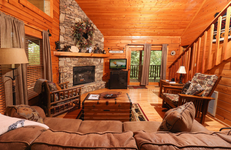 Cabin living room at Little Valley Mountain Resort.